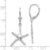 14K White Gold Polished Starfish Leverback Earrings by 0