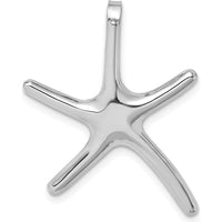 14K White Gold Polished Starfish Motif Chain Slide Pendant by 0