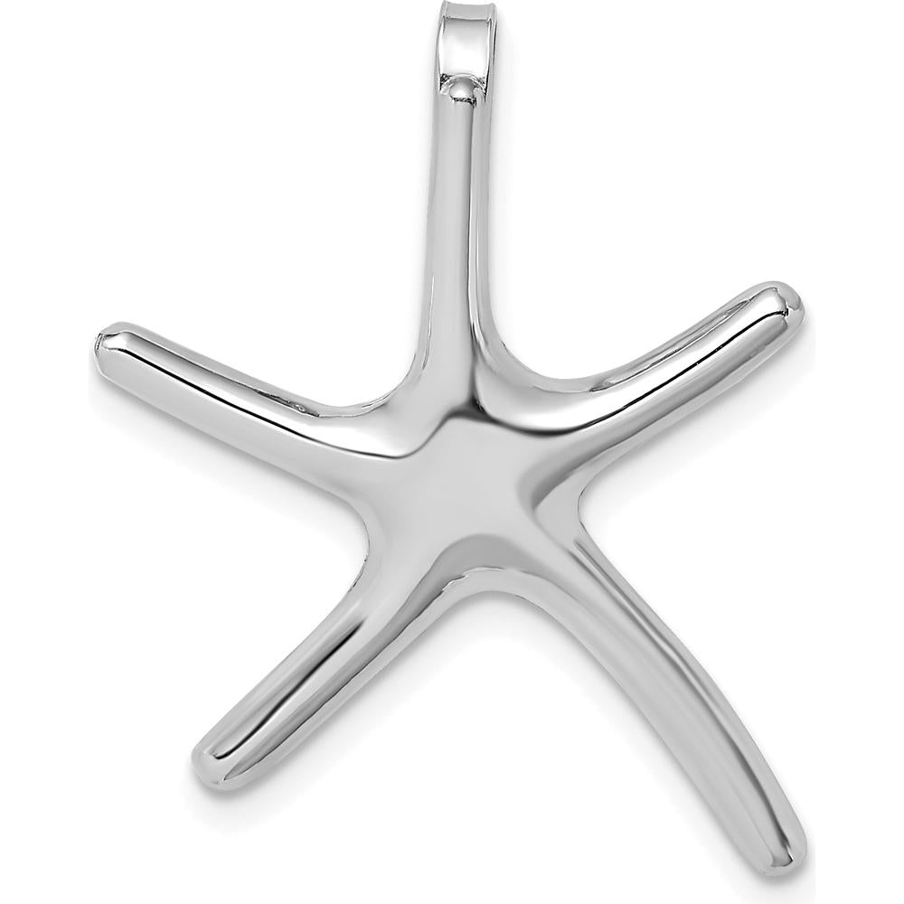 14K White Gold Polished Starfish Motif Chain Slide Pendant by 0