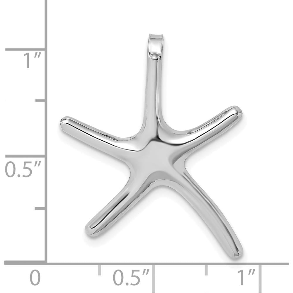 14K White Gold Polished Starfish Motif Chain Slide Pendant by 0