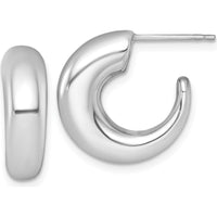 14K White Gold Polished Tapered C-Hoop Earrings - Rhodium Plated by 0