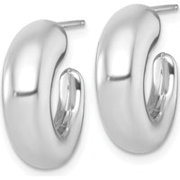 14K White Gold Polished Tapered C-Hoop Earrings - Rhodium Plated by 0