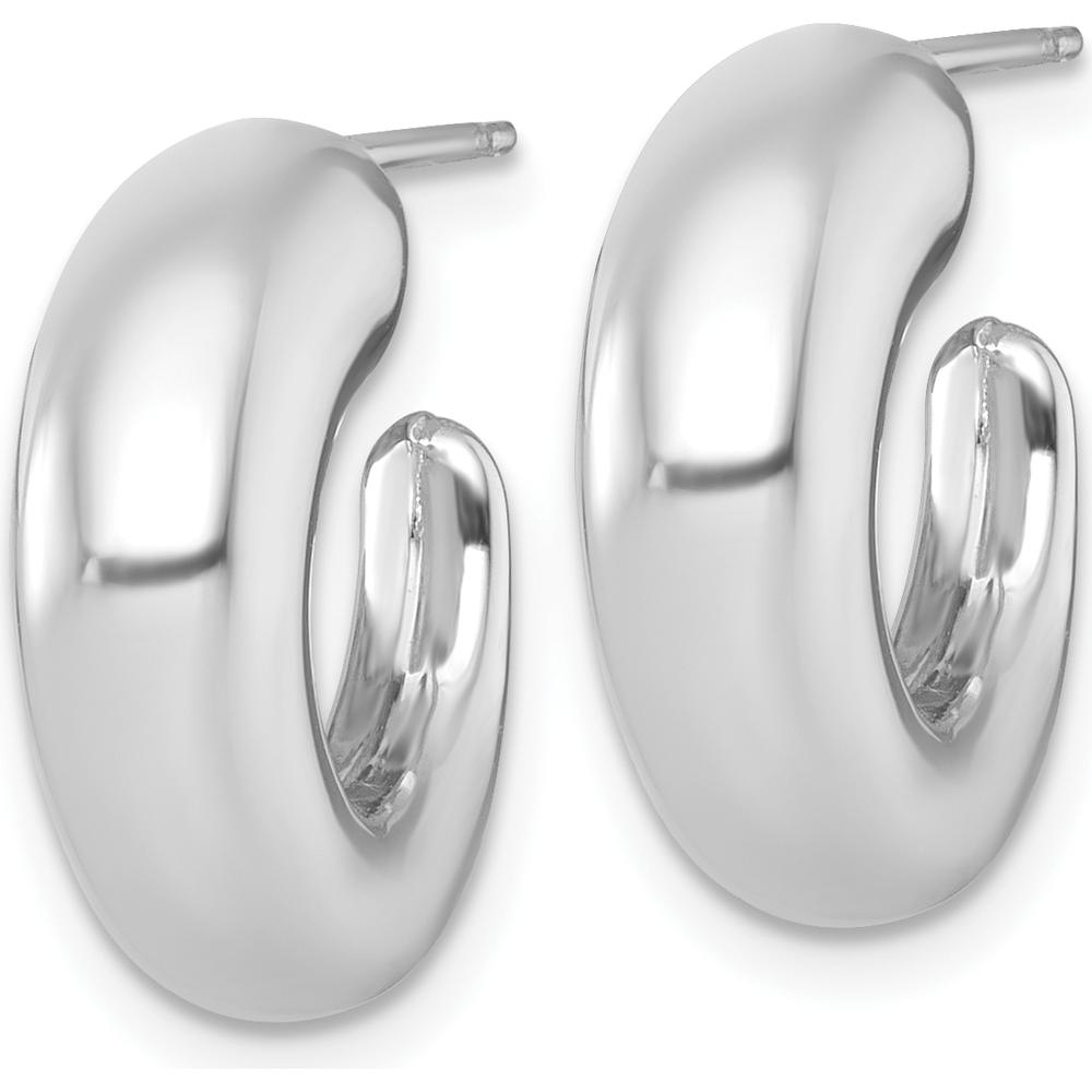 14K White Gold Polished Tapered C-Hoop Earrings - Rhodium Plated by 0