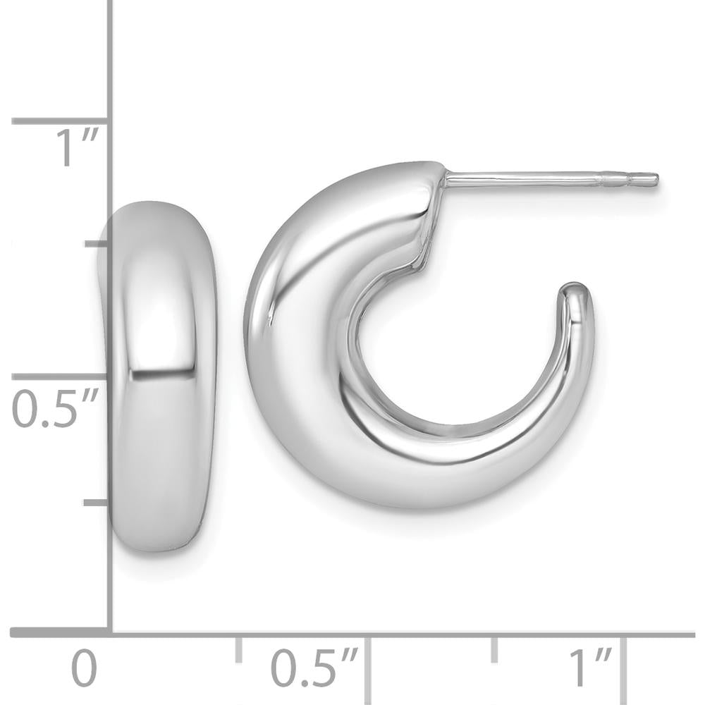 14K White Gold Polished Tapered C-Hoop Earrings - Rhodium Plated by 0