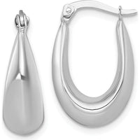 14K White Gold Polished Tapered Hollow Hoop Earrings - Rhodium Plated Finish by 0