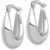 14K White Gold Polished Tapered Hollow Hoop Earrings - Rhodium Plated Finish by 0
