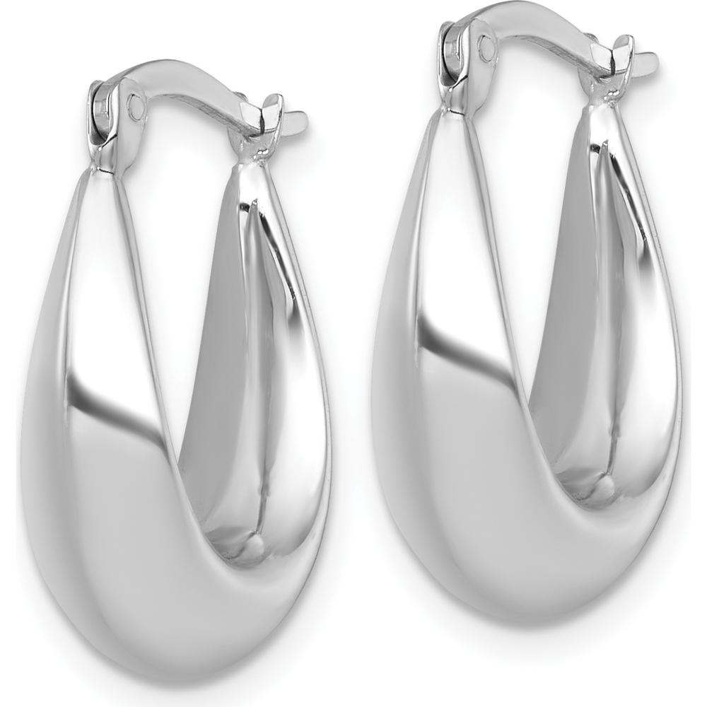14K White Gold Polished Tapered Hollow Hoop Earrings - Rhodium Plated Finish by 0