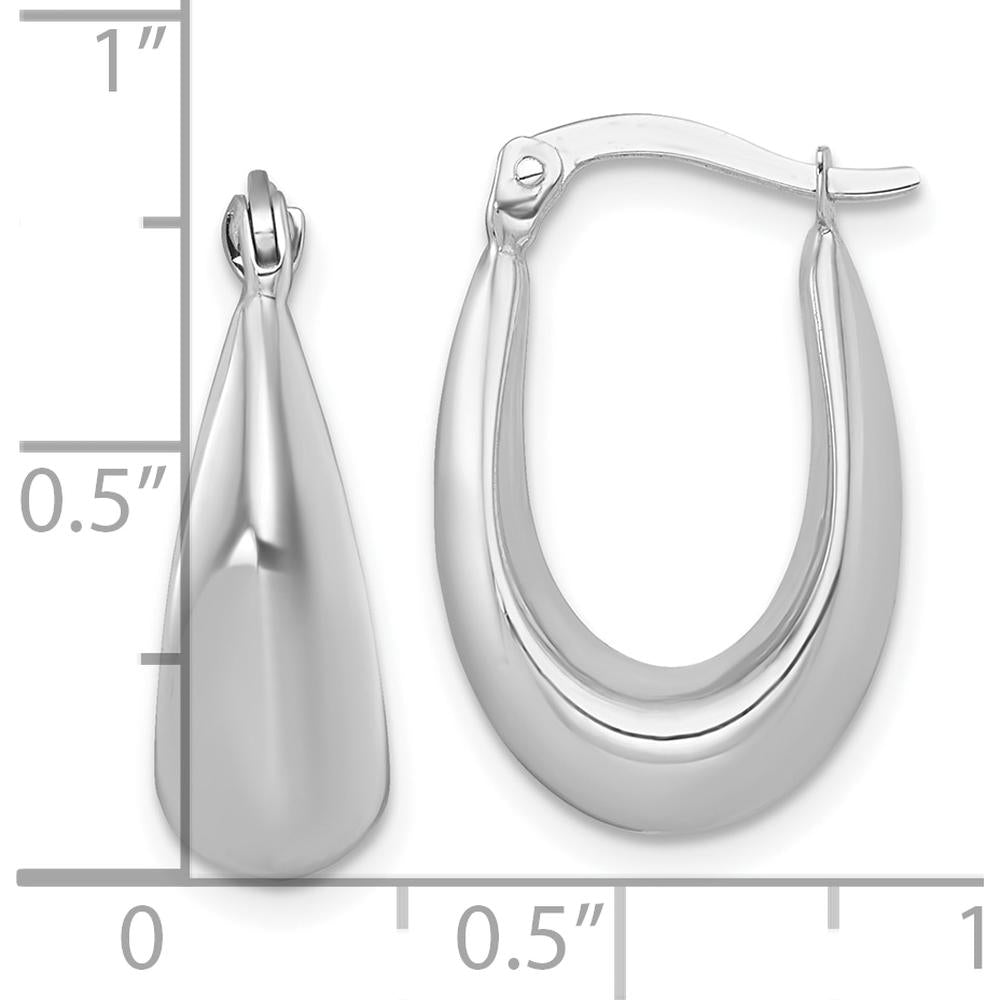 14K White Gold Polished Tapered Hollow Hoop Earrings - Rhodium Plated Finish by 0