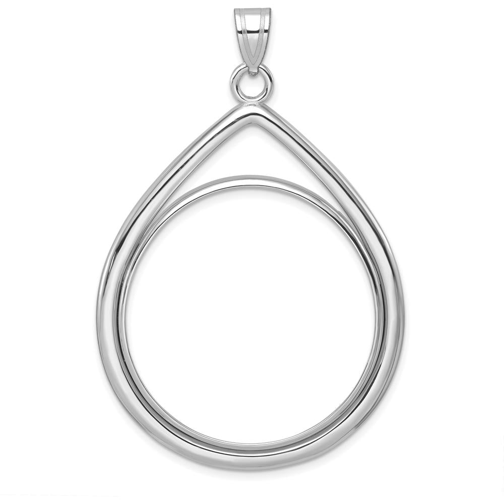 14K White Gold Polished Teardrop Coin Bezel Pendant - 60.6mm Length by Numis Coin Jewelry