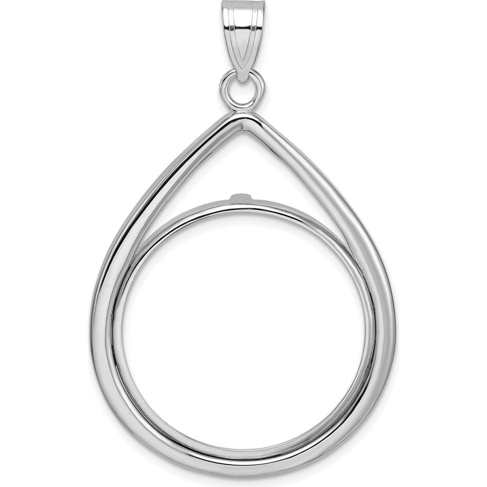 14K White Gold Polished Teardrop Pendant for 1/2 oz. American Eagle Coin - Lightweight and Timeless Design by Numis Coin Jewelry