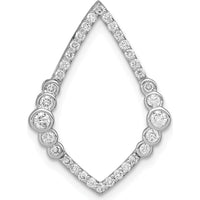 14K White Gold Polished Teardrop Pendant with Bezel and Prong Set Round Diamonds - 3/8 Carat Total Diamond Weight by Monteluci Fine Jewelry