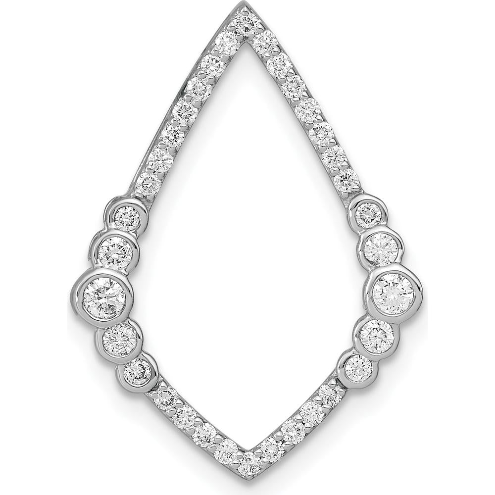 14K White Gold Polished Teardrop Pendant with Bezel and Prong Set Round Diamonds - 3/8 Carat Total Diamond Weight by Monteluci Fine Jewelry