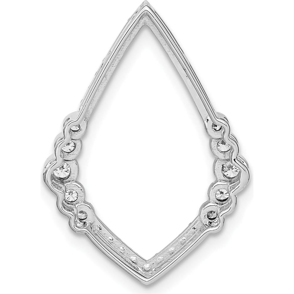 14K White Gold Polished Teardrop Pendant with Bezel and Prong Set Round Diamonds - 3/8 Carat Total Diamond Weight by Monteluci Fine Jewelry