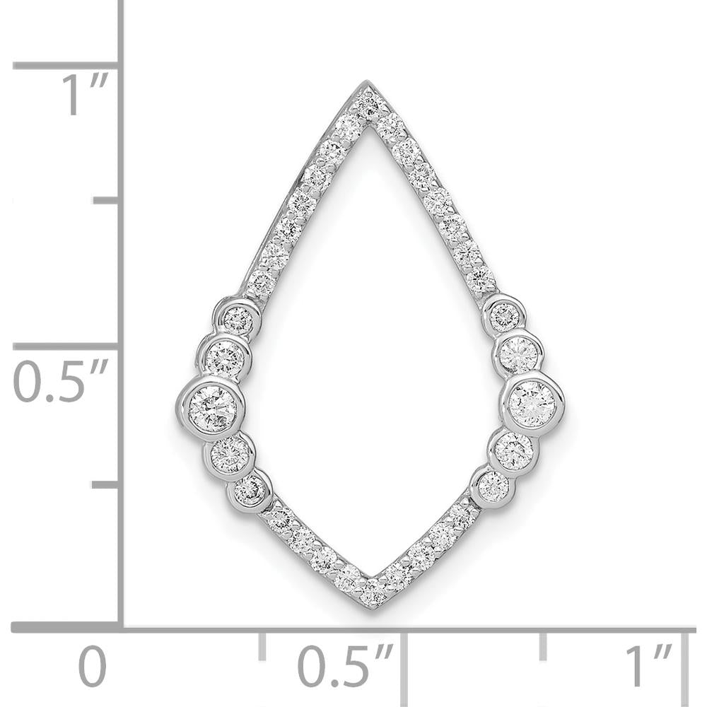 14K White Gold Polished Teardrop Pendant with Bezel and Prong Set Round Diamonds - 3/8 Carat Total Diamond Weight by Monteluci Fine Jewelry