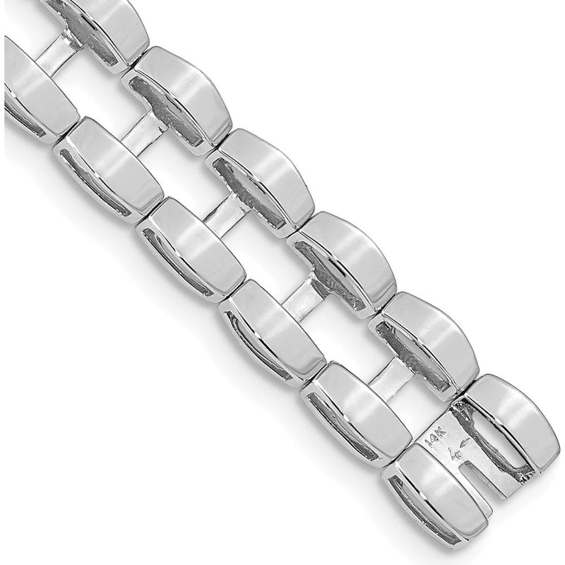 14K White Gold Polished Tennis Bracelet Jacket Blank with Rhodium Plating - 6.5" in Length by Oro Pregiato