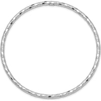14K White Gold Polished Textured 3.00mm Slip-On Round Bangle Bracelet - Lightweight and Elegant Design by Oro Pregiato