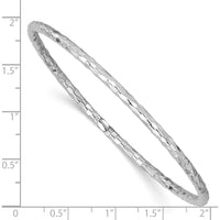 14K White Gold Polished Textured 3.00mm Slip-On Round Bangle Bracelet - Lightweight and Elegant Design by Oro Pregiato