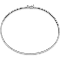 14K White Gold Polished Textured 4.00mm Flexible Oval Bangle Bracelet - Rhodium Plated with Push Clasp by Oro Pregiato