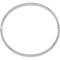 14K White Gold Polished Textured Oval Hinged Bangle Bracelet - 4.75mm Width by Oro Pregiato