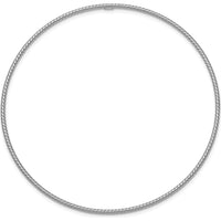 14K White Gold Polished Textured Twist 1.50mm Slip-on Round Bangle Bracelet by Oro Pregiato