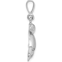 14K White Gold Polished Three Dolphin Charm Pendant - Rhodium Plated by 0