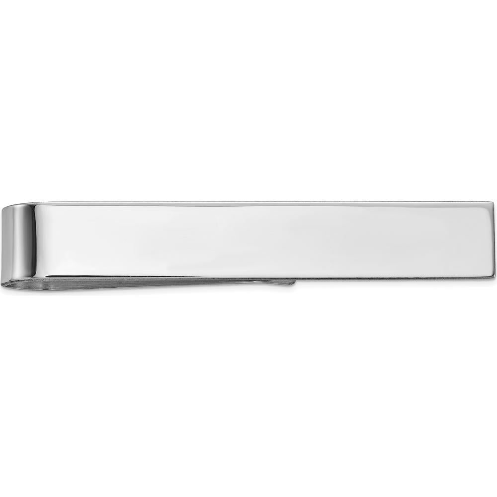 14K White Gold Polished Tie Bar with Rhodium Finish - 50mm by Oro Pregiato