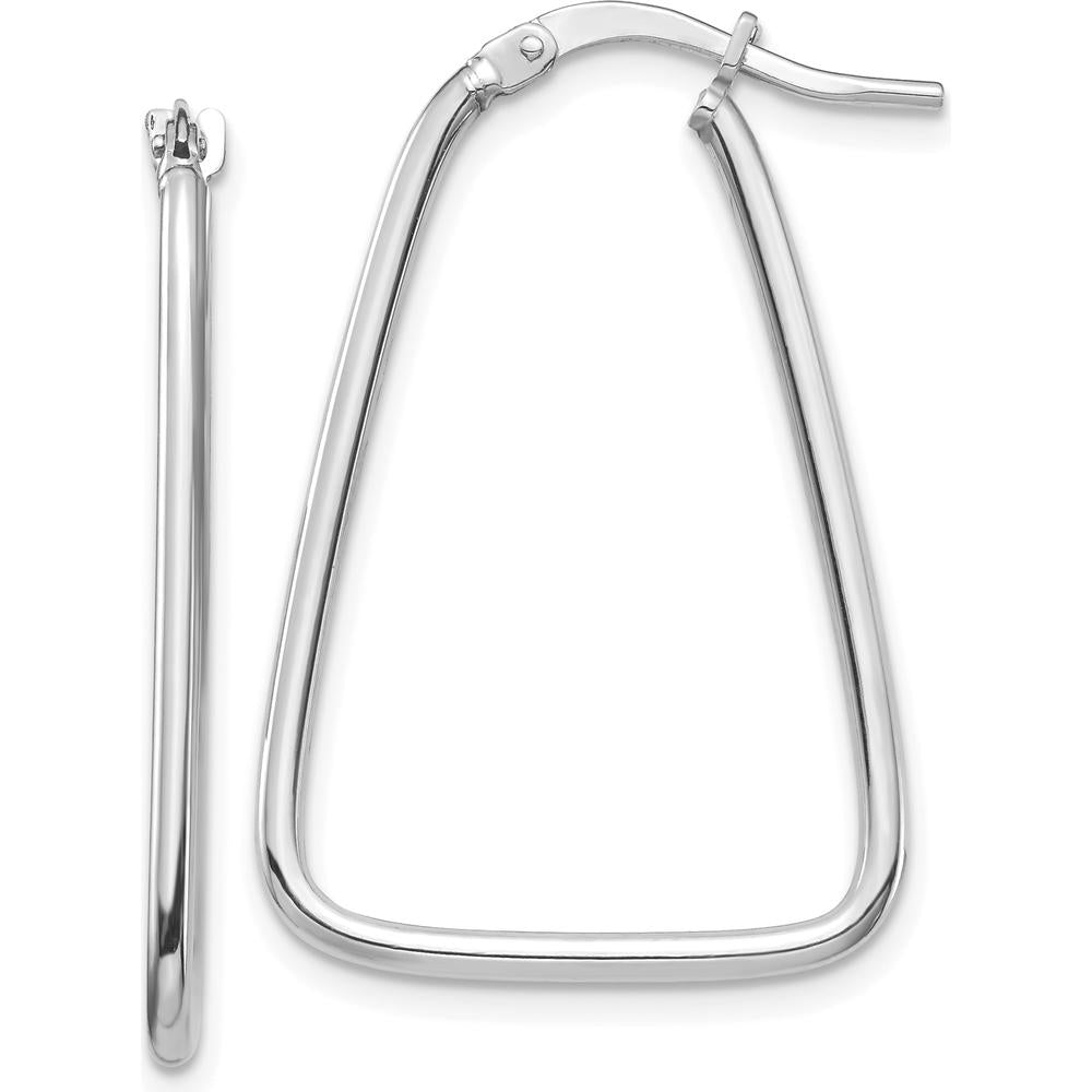 14K White Gold Polished Triangle Dangle Hoop Earrings - 30mm Length by 0