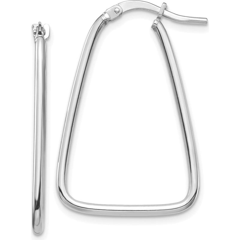 14K White Gold Polished Triangle Dangle Hoop Earrings - 30mm Length by 0