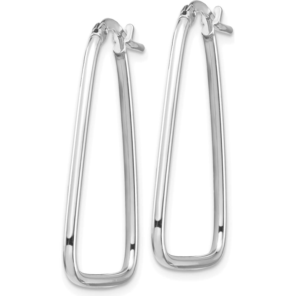 14K White Gold Polished Triangle Dangle Hoop Earrings - 30mm Length by 0