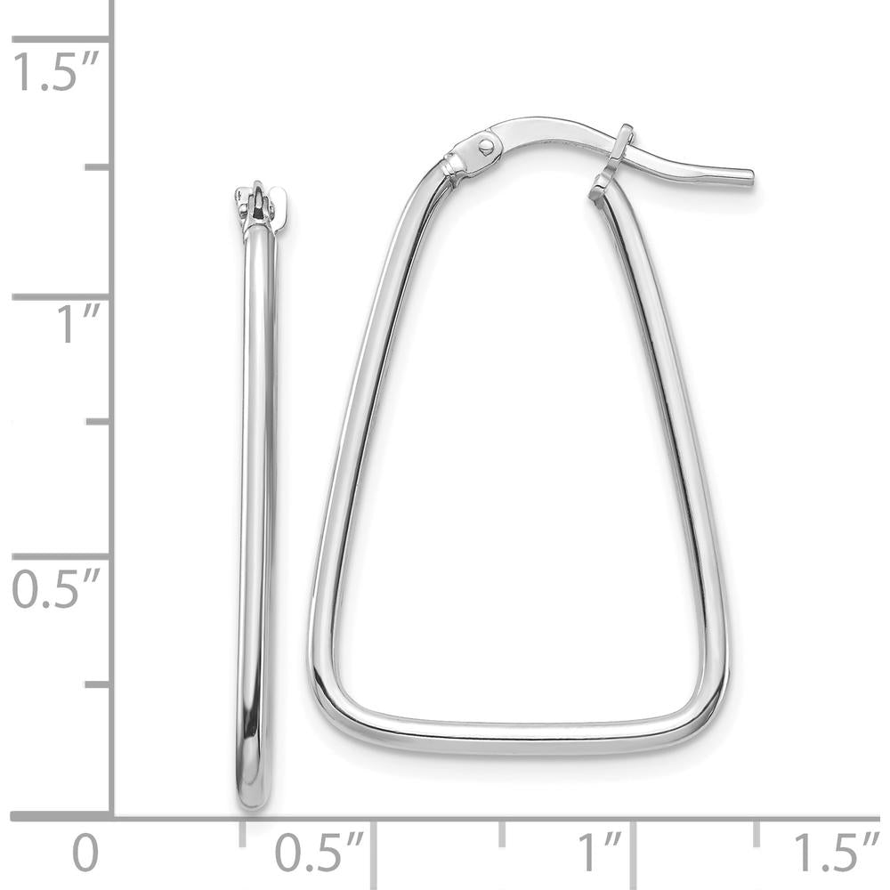 14K White Gold Polished Triangle Dangle Hoop Earrings - 30mm Length by 0