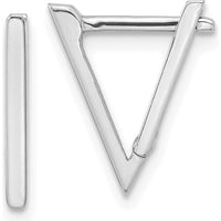 14K White Gold Polished Triangle Hoop Earrings - 15mm Length by Oro Pregiato