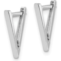 14K White Gold Polished Triangle Hoop Earrings - 15mm Length by Oro Pregiato