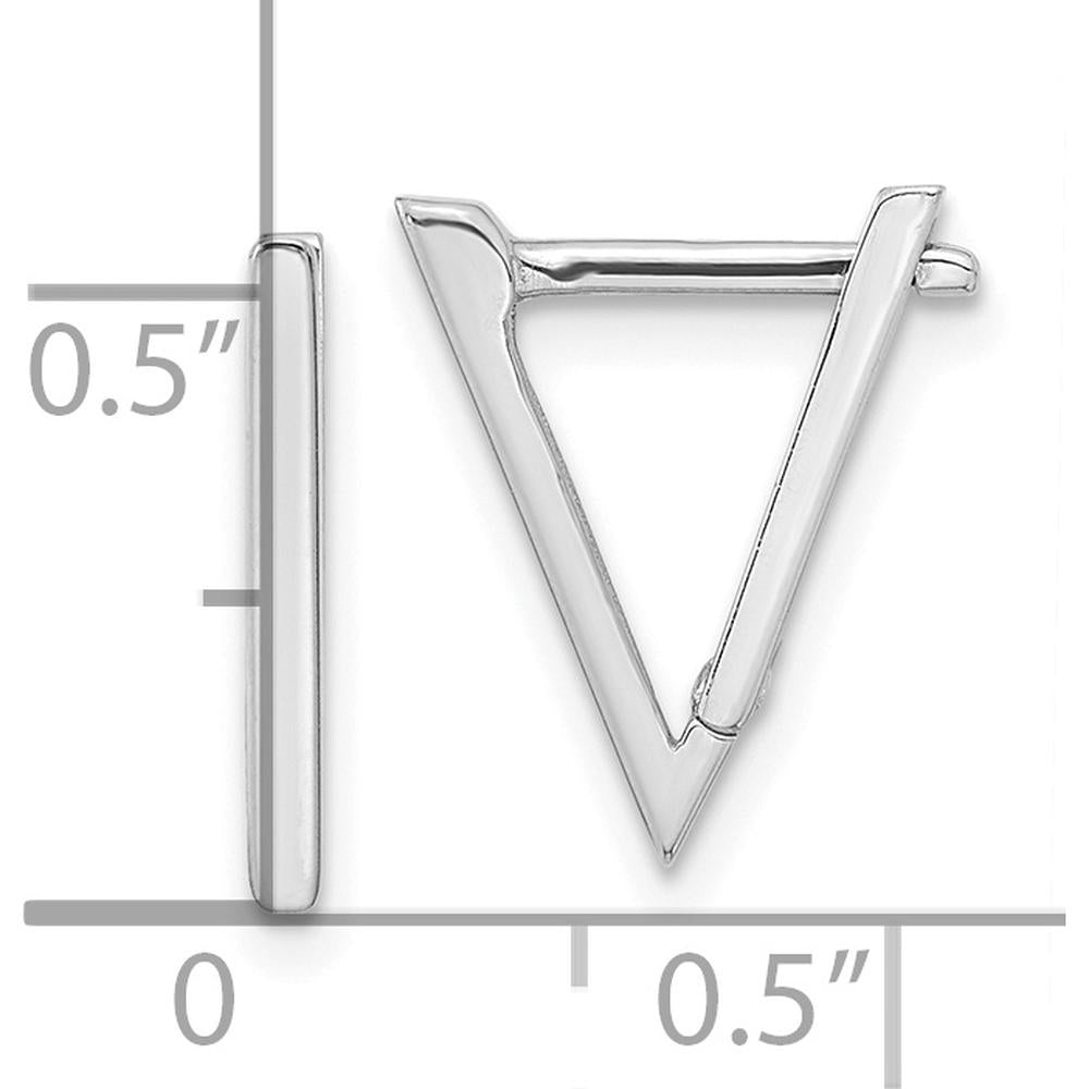 14K White Gold Polished Triangle Hoop Earrings - 15mm Length by Oro Pregiato