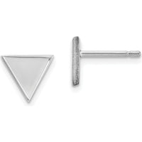 14K White Gold Polished Triangle Post Earrings with Rhodium Plating - 8mm Width and Length by Oro Pregiato