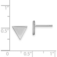 14K White Gold Polished Triangle Post Earrings with Rhodium Plating - 8mm Width and Length by Oro Pregiato