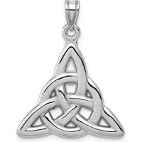 14K White Gold Polished Trinity Knot Pendant - Rhodium Plated by Oro Pregiato