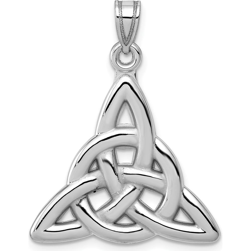 14K White Gold Polished Trinity Knot Pendant - Rhodium Plated by Oro Pregiato