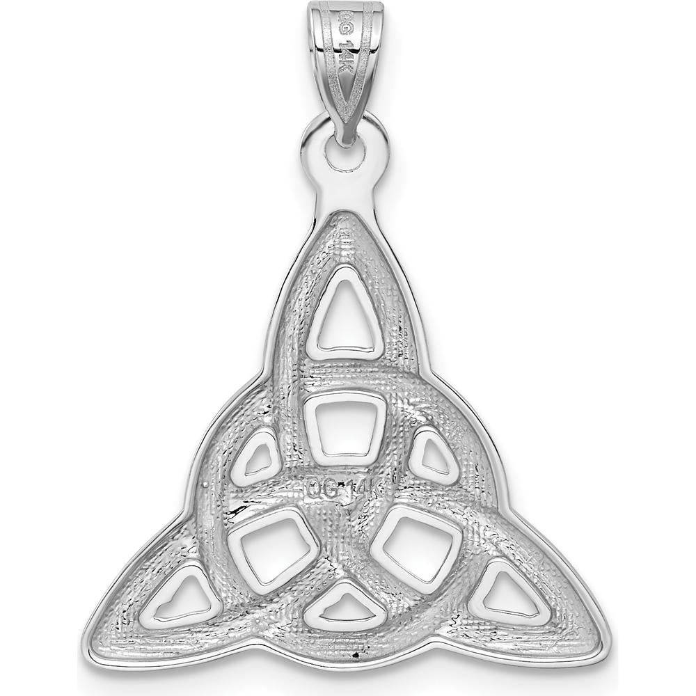 14K White Gold Polished Trinity Knot Pendant - Rhodium Plated by Oro Pregiato
