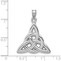 14K White Gold Polished Trinity Knot Pendant - Rhodium Plated by Oro Pregiato
