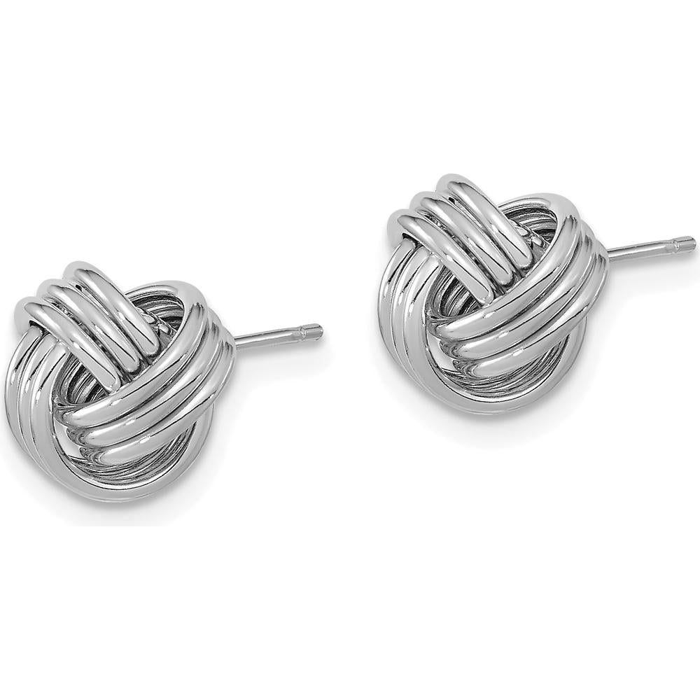14K White Gold Polished Triple Love Knot Post Earrings - Elegant Women's Jewelry by 0