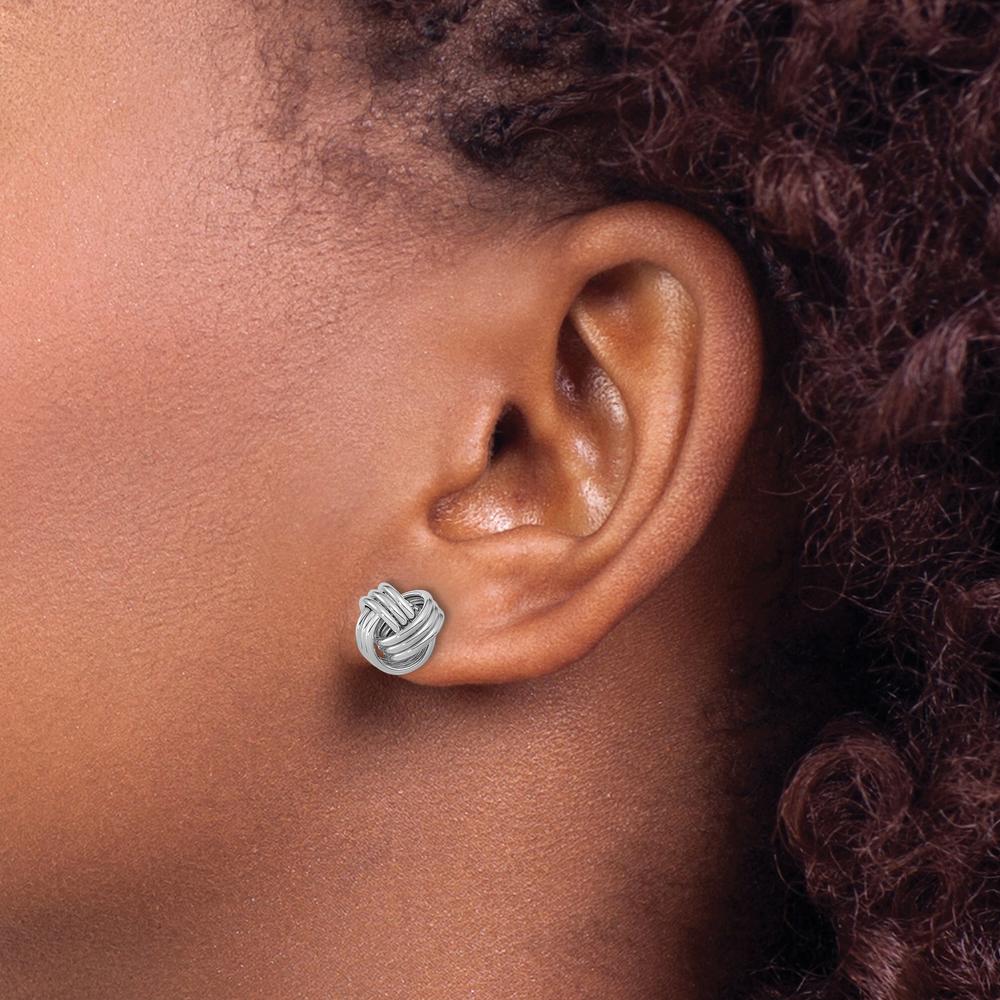 14K White Gold Polished Triple Love Knot Post Earrings - Elegant Women's Jewelry by 0