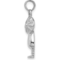 14K White Gold Polished Tropical Drink Charm with Rhodium Plating - 17.8mm Length by Oro Pregiato