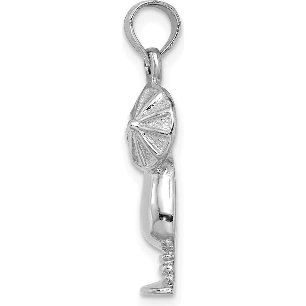 14K White Gold Polished Tropical Drink Charm with Rhodium Plating - 17.8mm Length by Oro Pregiato