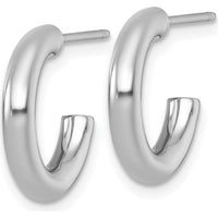 14K White Gold Polished Tube C-Hoop Earrings - 16mm Length, 3mm Thickness by 0