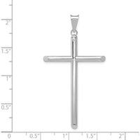 14K White Gold Polished Tube Cross Pendant - 52.68mm Length with Rhodium Plating by Oro Pregiato