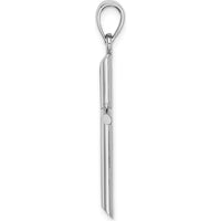 14K White Gold Polished Tube Cross Pendant with Rhodium Plating - 37mm Length by Oro Pregiato