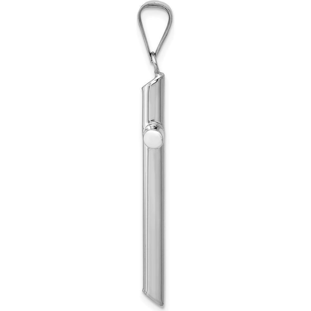 14K White Gold Polished Tube Cross Pendant with Rhodium Plating - 41.66mm Length by Oro Pregiato