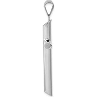 14K White Gold Polished Tube Cross Pendant with Rhodium Plating - 45.72mm Length, 27.5mm Width by Oro Pregiato
