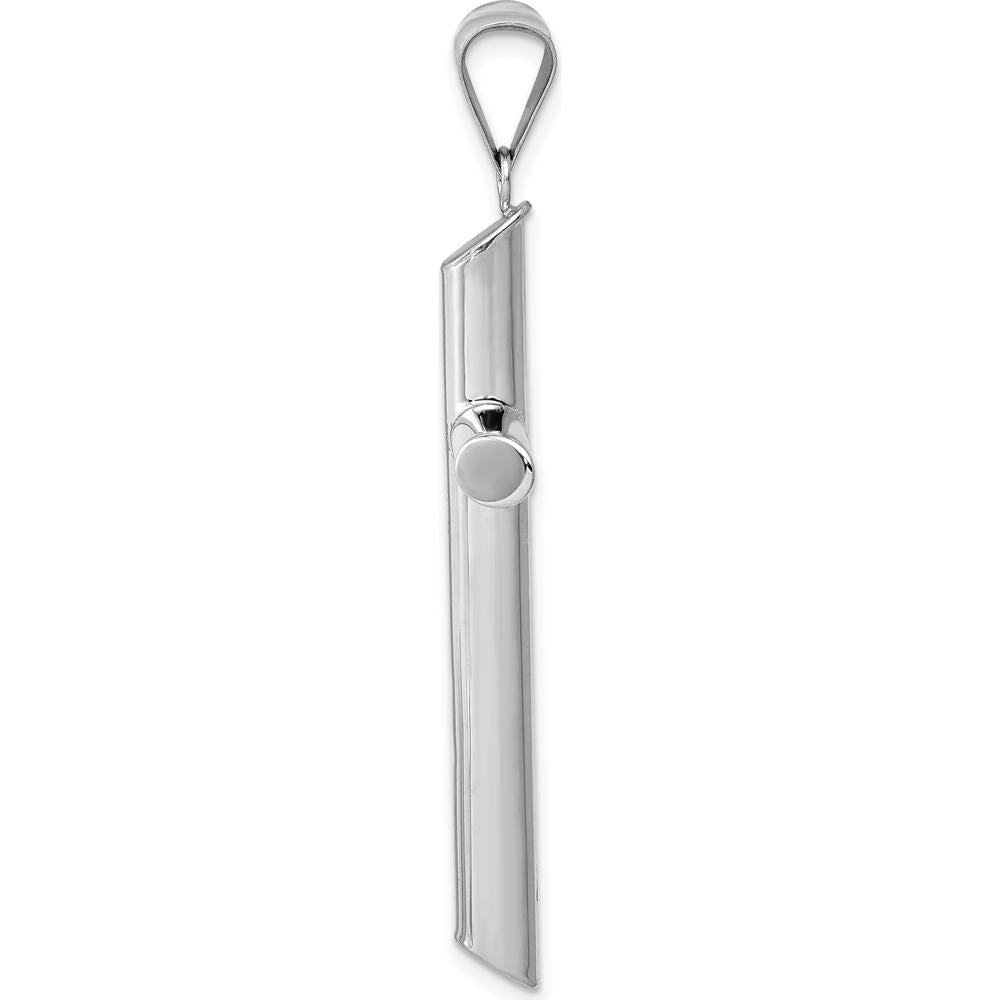 14K White Gold Polished Tube Cross Pendant with Rhodium Plating - 45.72mm Length, 27.5mm Width by Oro Pregiato