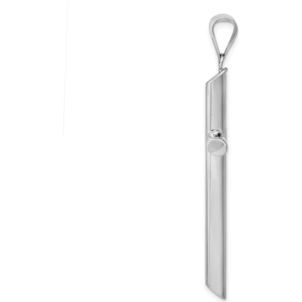 14K White Gold Polished Tube Cross Pendant with Rhodium Plating - 46.83mm Length by Oro Pregiato